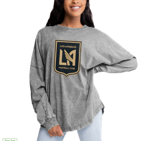 Women's LAFC Gameday Couture Gray Faded Wash Pullover Sweatshirt