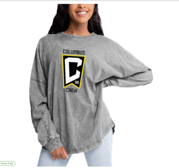 Women's Columbus Crew Gameday Couture Gray Faded Wash Pullover Sweatshirt