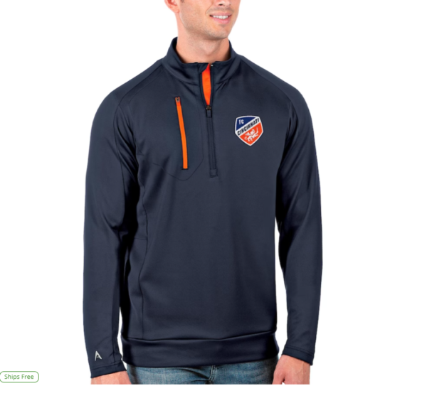 Men's FC Cincinnati Antigua Navy/Silver Generation Quarter-Zip Pullover Jacket