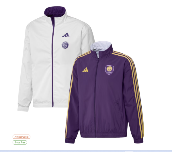 Men's Orlando City SC adidas Purple/White 2023 On-Field Anthem Full-Zip Reversible Team Jacket
