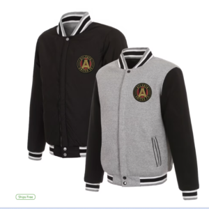 Men's Atlanta United FC JH Design Gray/Black Fleece Full-Snap Reversible Jacket