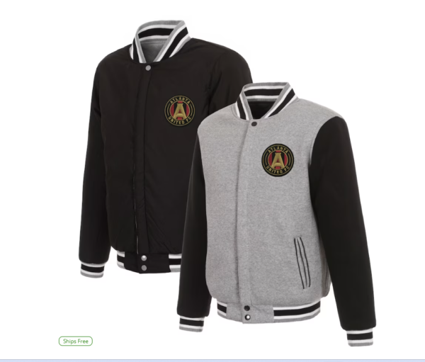 Men's Atlanta United FC JH Design Gray/Black Fleece Full-Snap Reversible Jacket