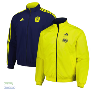 Men's Nashville SC adidas Navy/Yellow 2023 On-Field Anthem Full-Zip Reversible Team Jacket