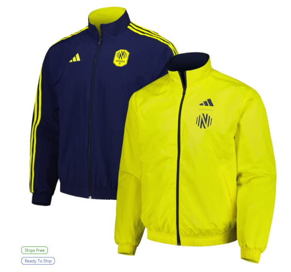 Men's Nashville SC adidas Navy/Yellow 2023 On-Field Anthem Full-Zip Reversible Team Jacket