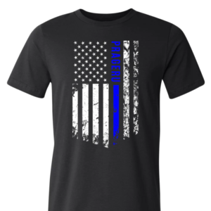 "THIN BLUE LINE"" DISTRESSED FLAG SHIRT