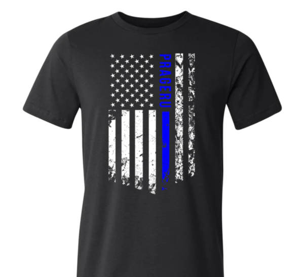 "THIN BLUE LINE"" DISTRESSED FLAG SHIRT